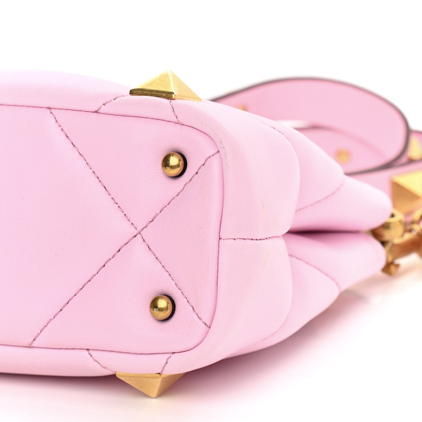 Nappa Mini Roman Stud The Handle Bag Pink Borealis