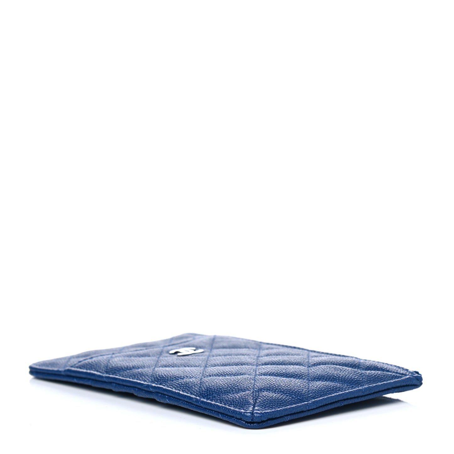 Caviar Quilted Classic Flat Wallet Pouch Blue