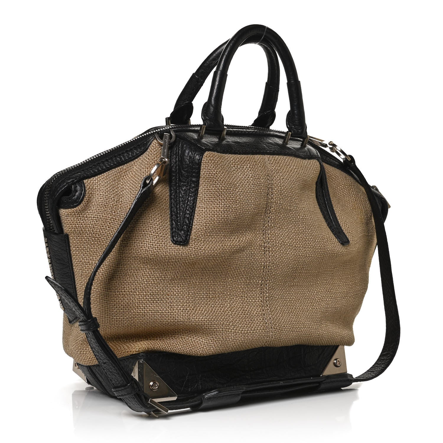 Alexander Wang Pebbled Calfskin Canvas Small Emile Khaki Silver Hardware 2 of 11