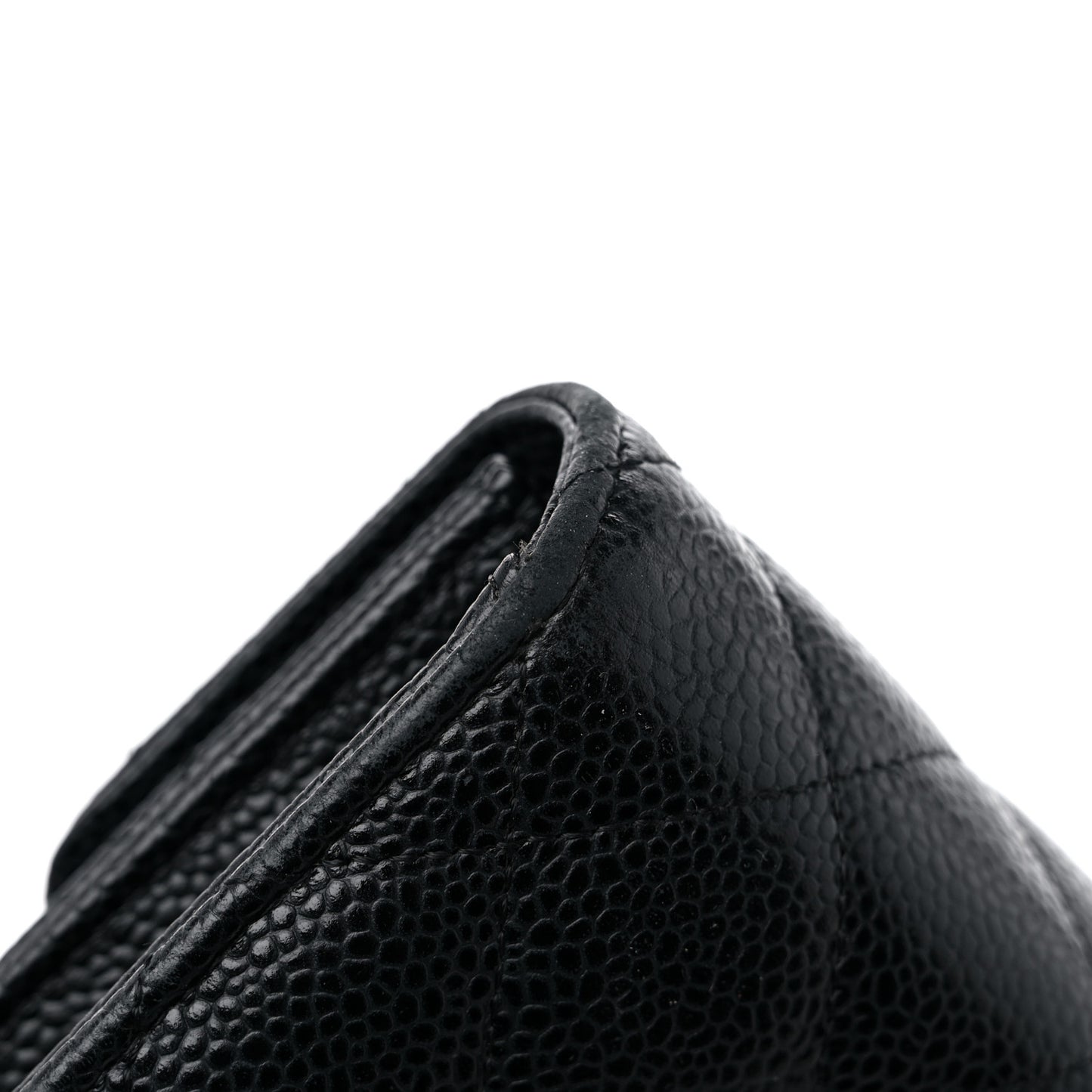 Caviar Quilted Large Gusset Flap Wallet Black