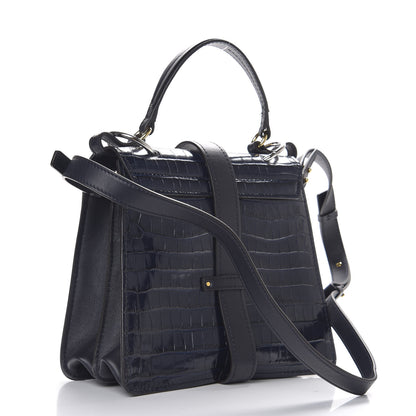 Chloe Calfskin Crocodile Embossed Medium Aby Day Shoulder Bag Full Blue 2 of 10