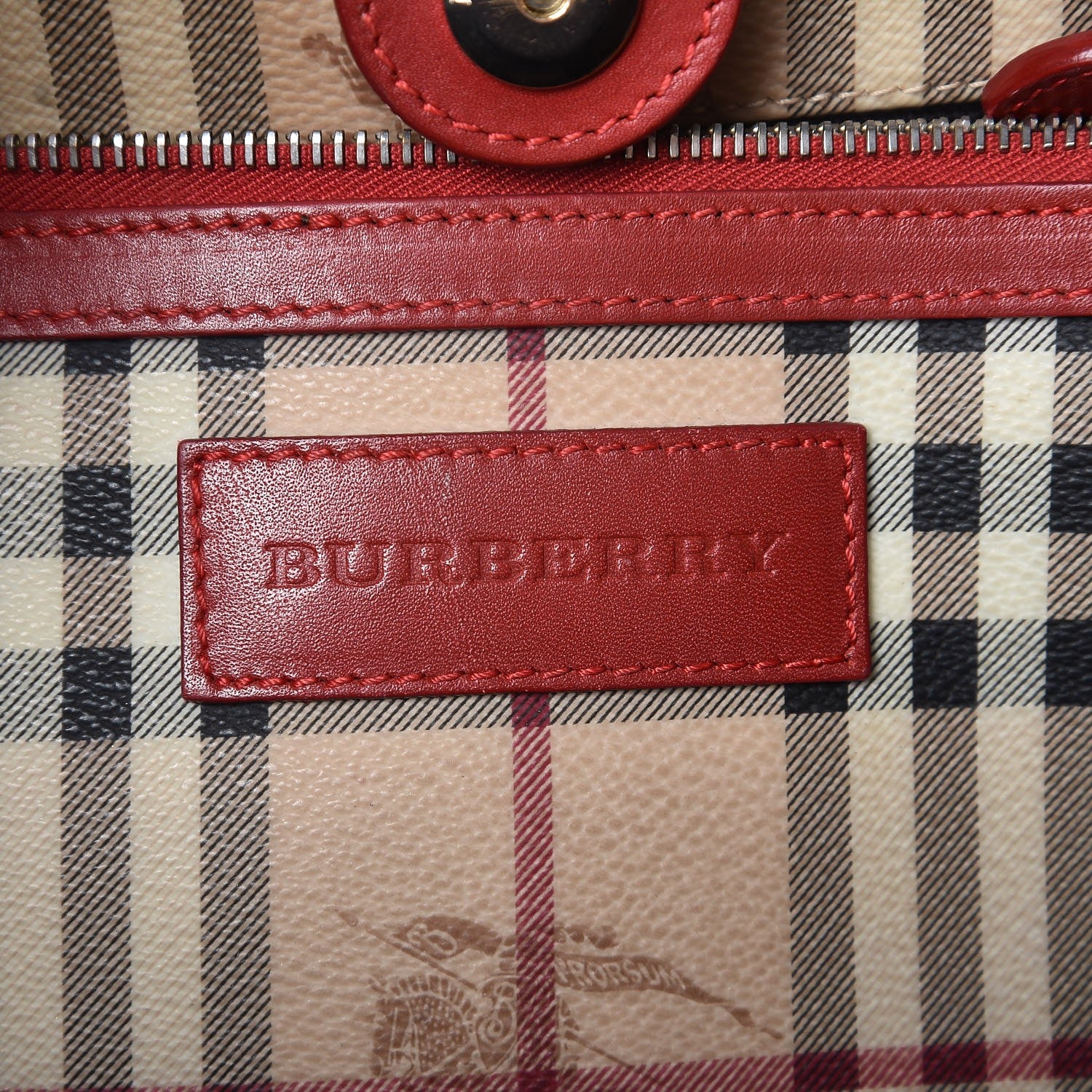 Burberry Haymarket Check Small Canterbury Tote Military Red 6 of 9