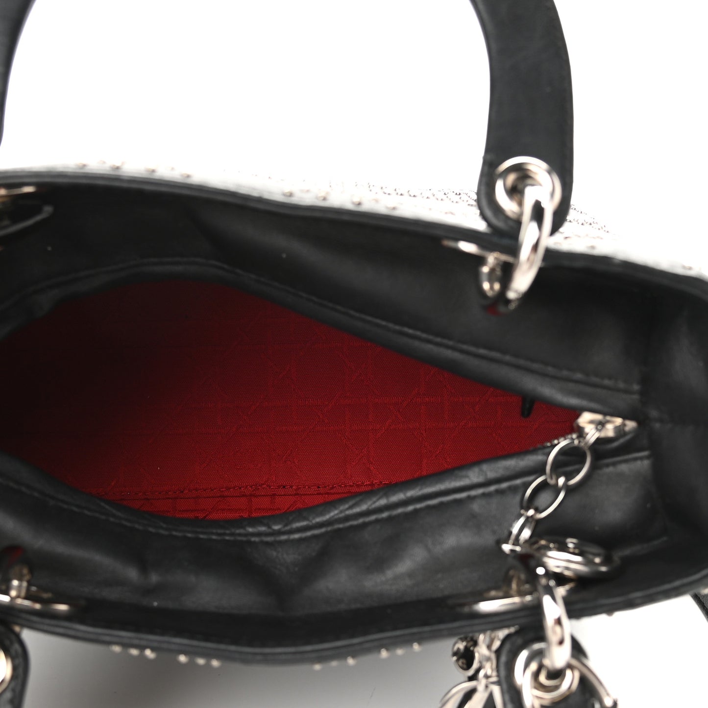 Lambskin Studded Cannage Medium Lady Dior Black