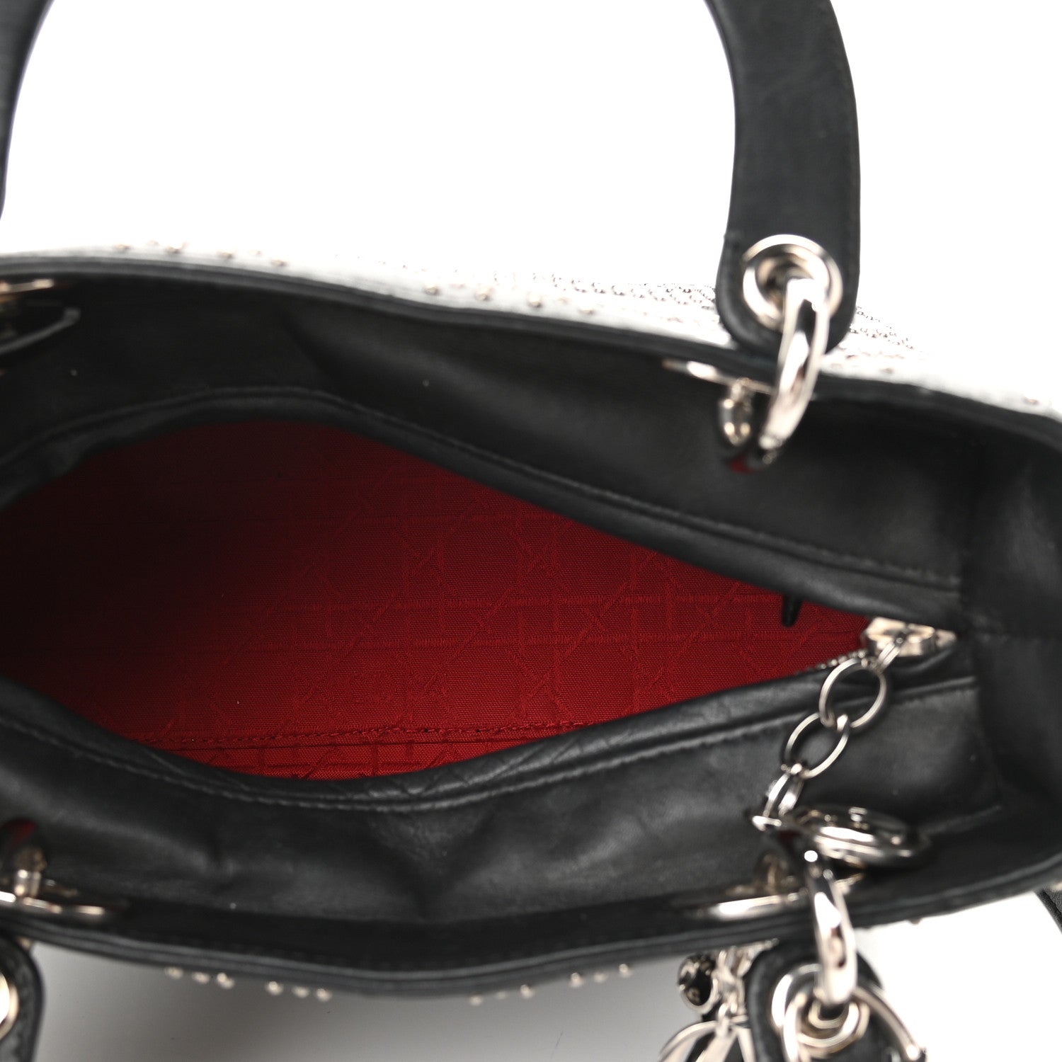 Christian Dior Lambskin Studded Cannage Medium Lady Dior Black 4 of 9