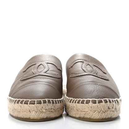 Chanel Calfskin CC Espadrille Mules 37 Dark Beige 2 of 7