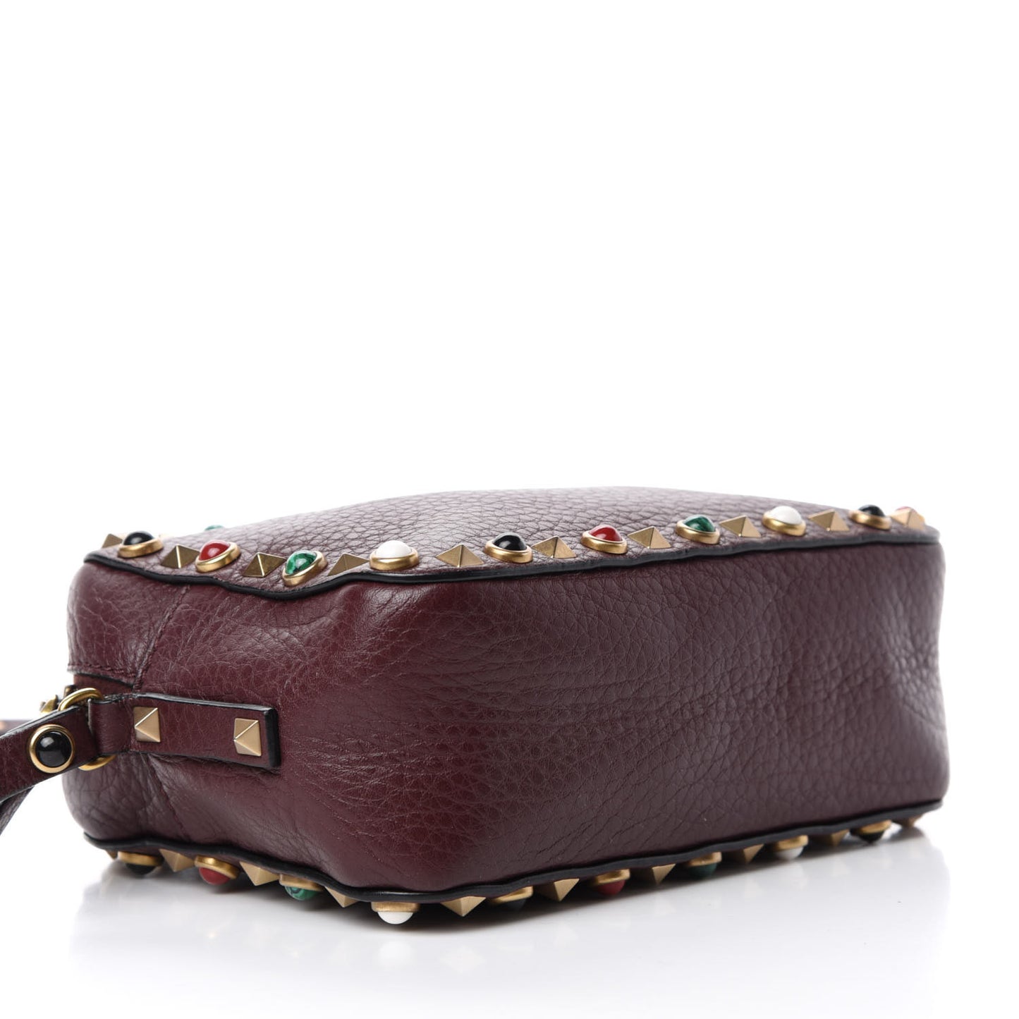 Pebbled Calfskin Rockstud Rolling Camera Bag Rubin