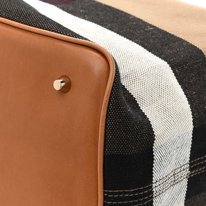 Burberry Grainy Calfskin Canvas Mega Check Medium Ashby Tassel Hobo Saddle Brown 13 of 13