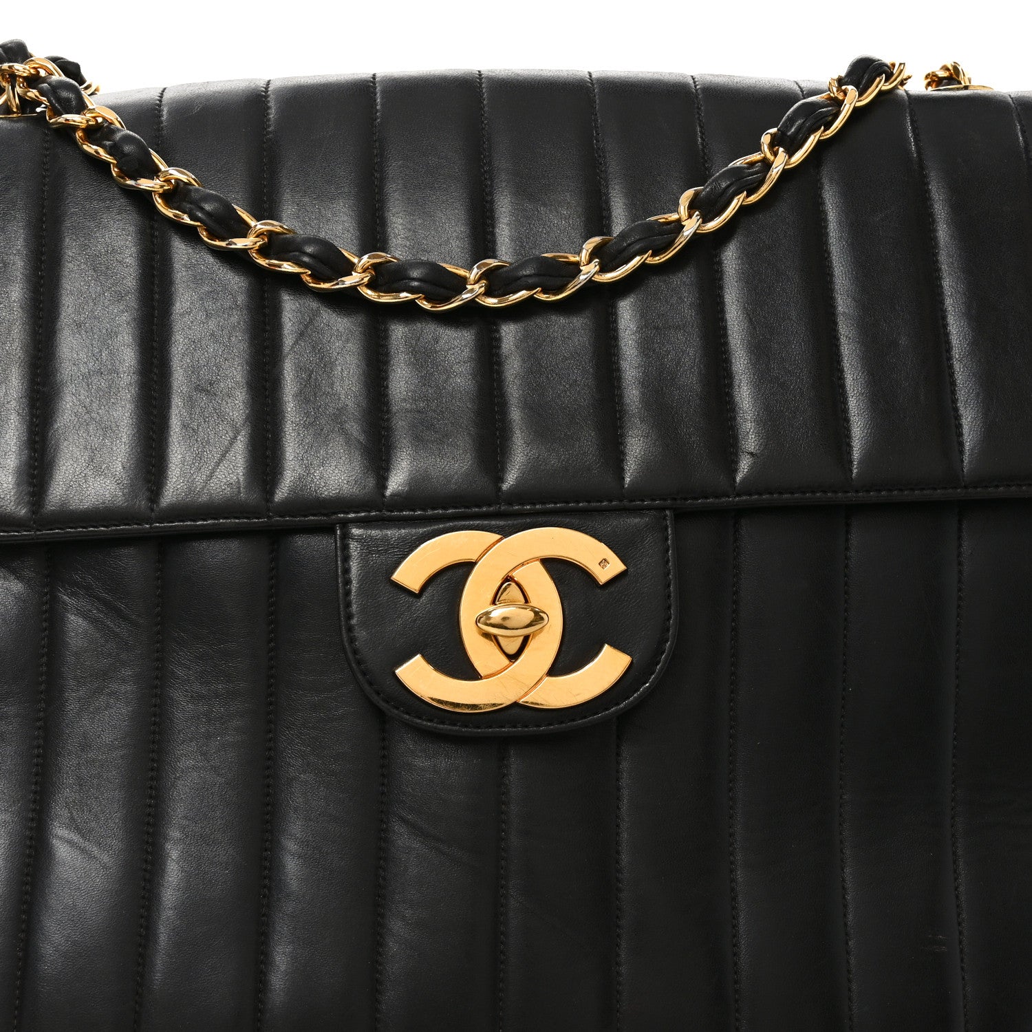 Chanel Lambskin Vertical Quilted XL Jumbo Single Flap Black 8 of 10
