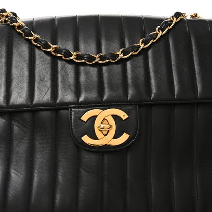 Chanel Lambskin Vertical Quilted XL Jumbo Single Flap Black 8 of 10