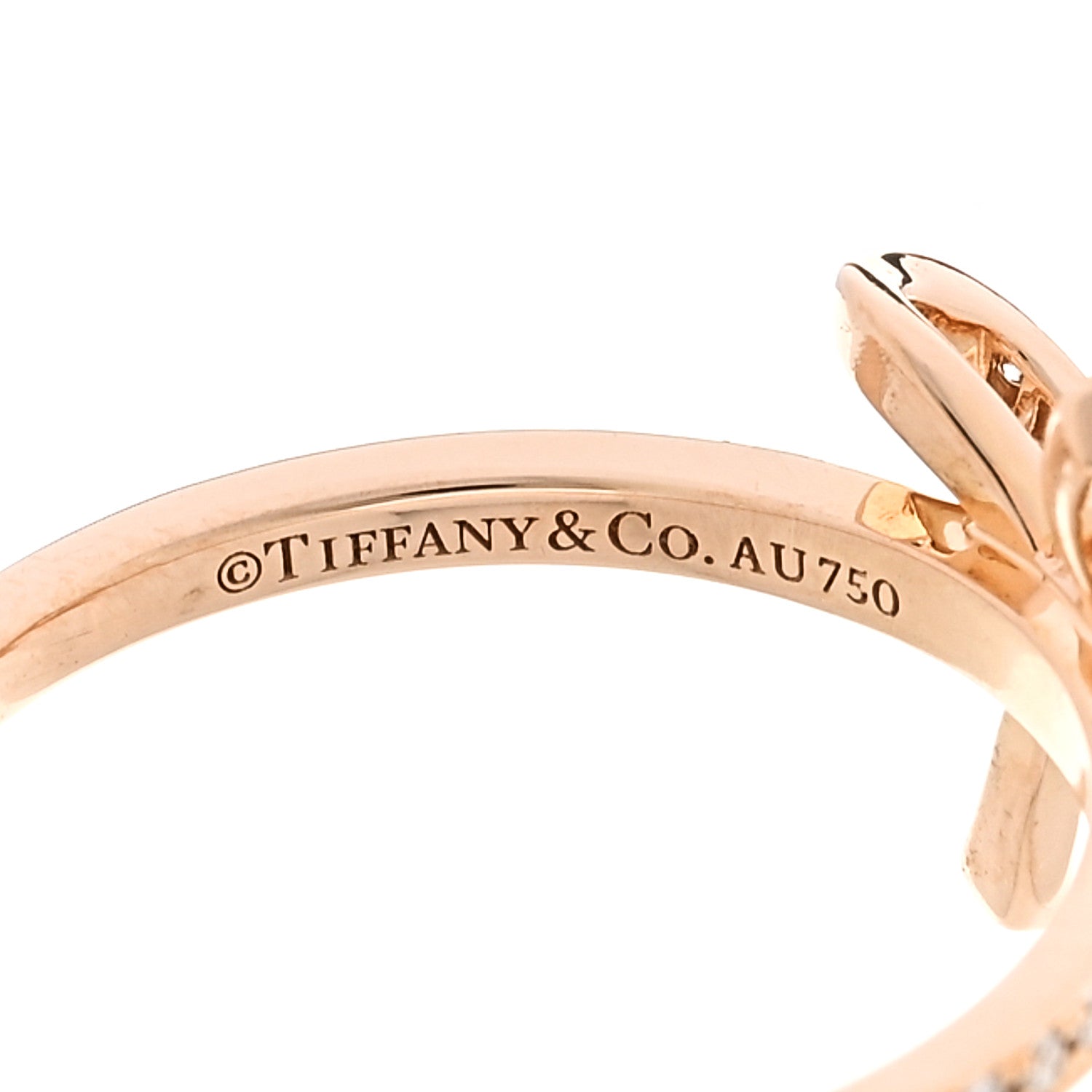 Tiffany 18K Rose Gold Diamond Double Bow Ring 53 6.5 4 of 4