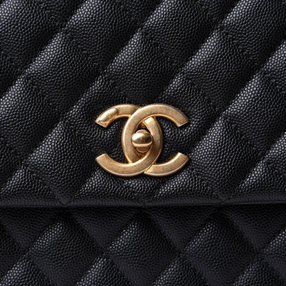 Chanel Caviar Lizard Quilted Medium Coco Handle Flap Black 7 of 14