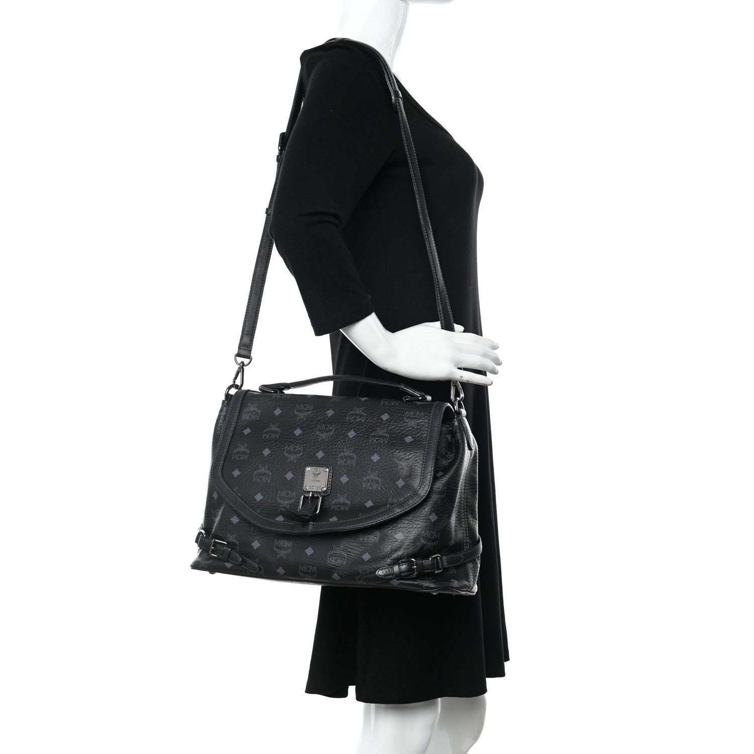 MCM Visetos Medium Satchel Black 2 of 12