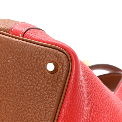 Hermes Taurillon Clemence Picotin Lock Picotin 18 PM Rouge De Coeur Gold 12 of 12