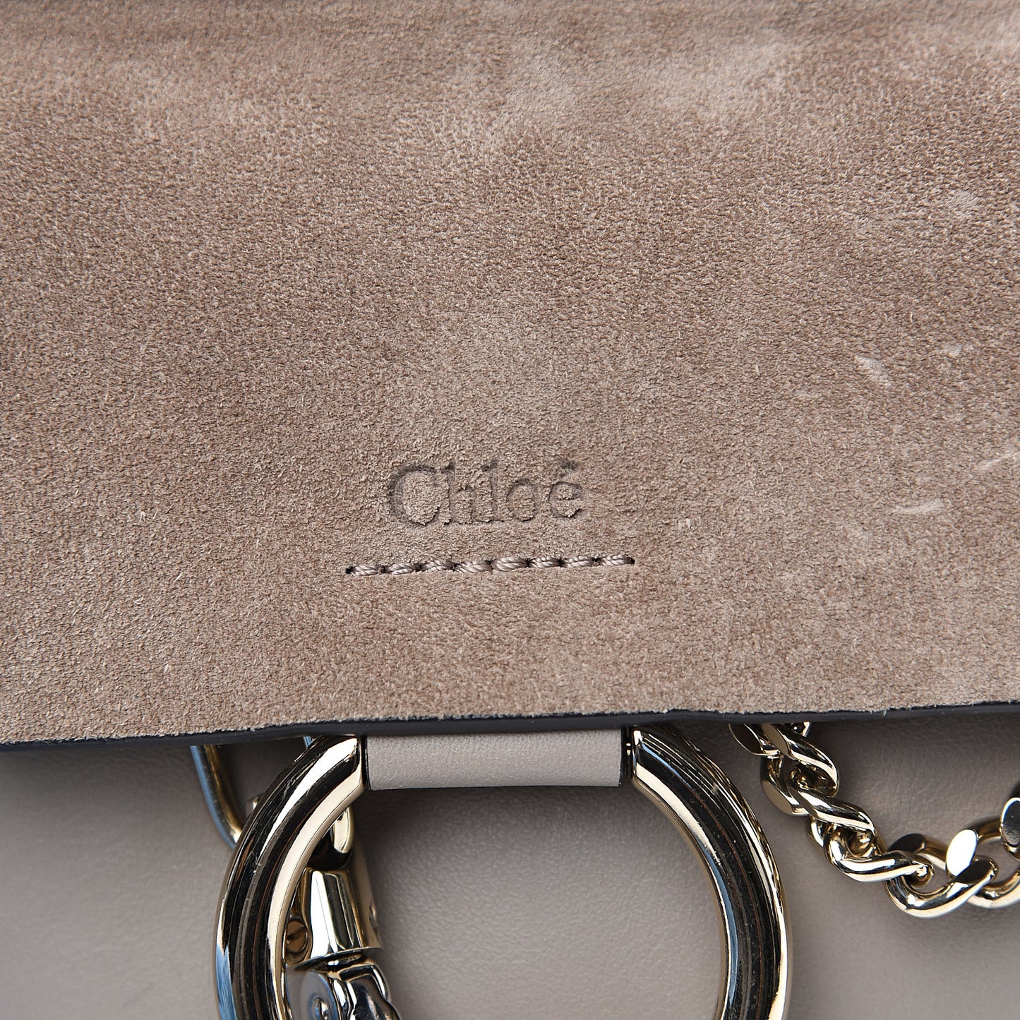 Suede Calfskin Mini Faye Bracelet Bag Motty Grey