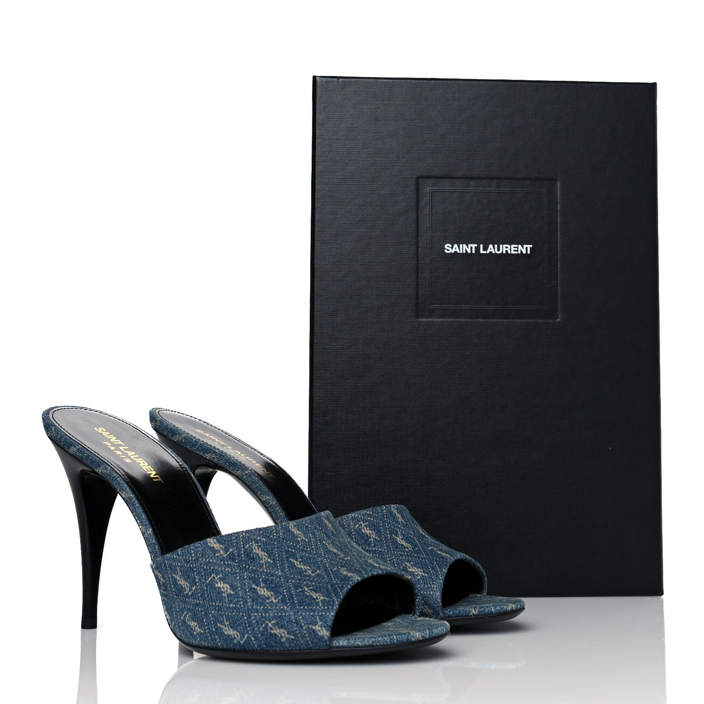 Denim Monogram La 16 Mule Sandals 40 Blue Jeans