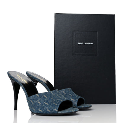 Saint Laurent Denim Monogram La 16 Mule Sandals 40 Blue Jeans 9 of 9