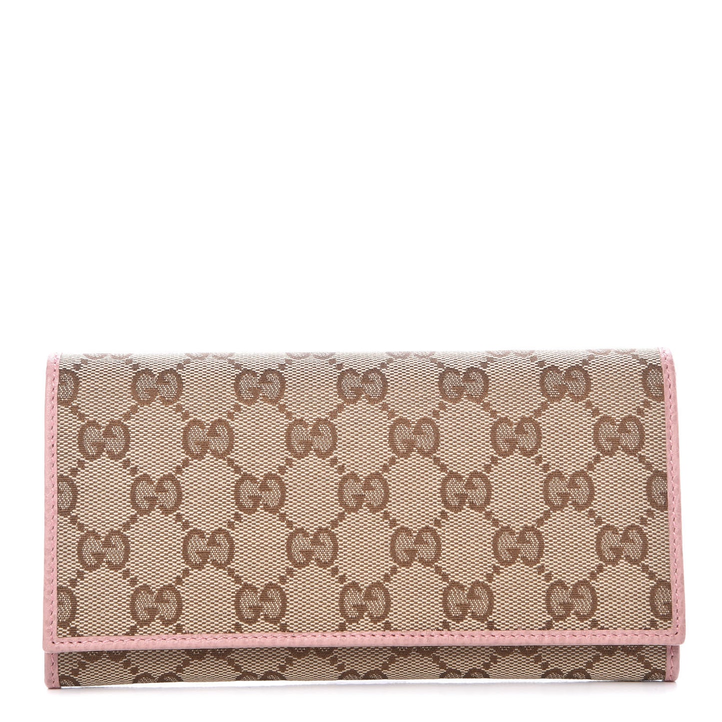 Monogram Dollar Calfskin Continental Flap Wallet Beige Ebony Soft Pink