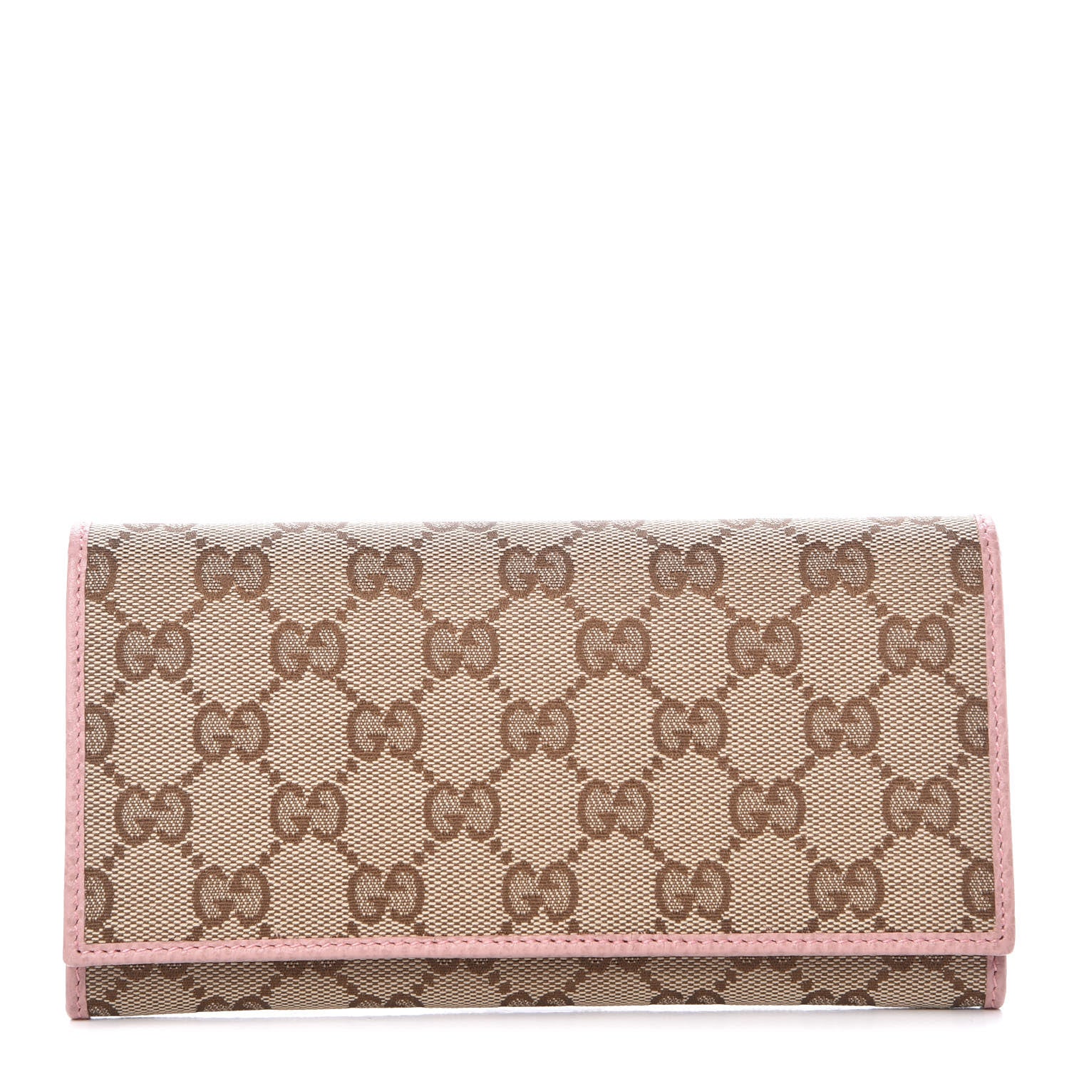 Gucci Monogram Dollar Calfskin Continental Flap Wallet Beige Ebony Soft Pink 1 of 7
