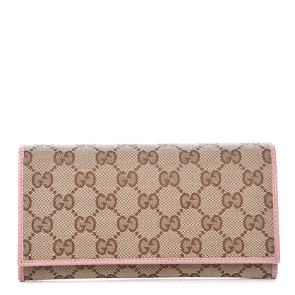 Gucci Monogram Dollar Calfskin Continental Flap Wallet Beige Ebony Soft Pink 1 of 7