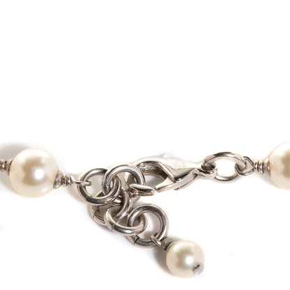 Chanel Crystal Pearl CC Long Necklace Silver 4 of 6