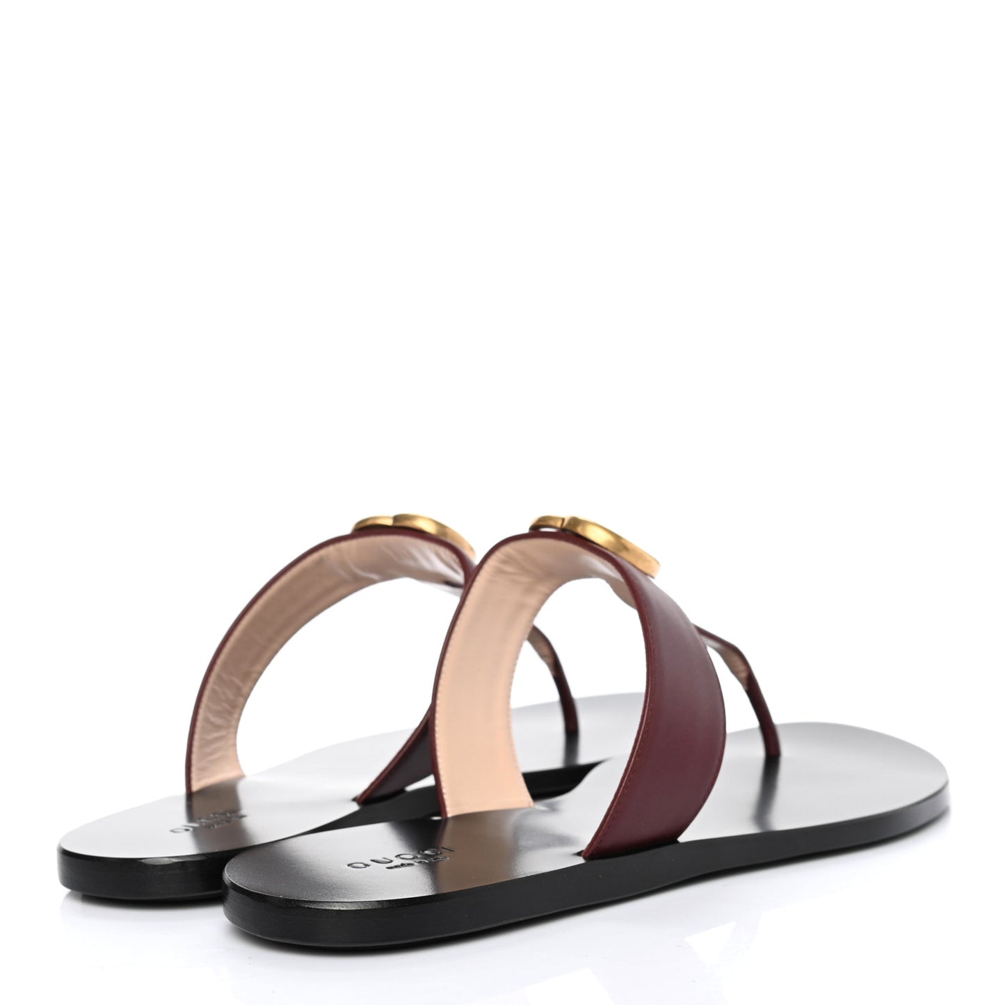 Calfskin GG Marmont Thong Sandals 40 Vintage Bordeaux