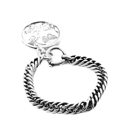 Gucci Sterling Silver Round Flora Chain Bracelet 3 of 5