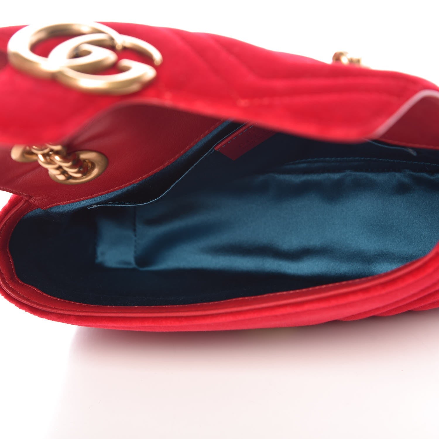 Gucci Velvet Matelasse Mini GG Marmont Shoulder Bag Hibiscus Red 5 of 7