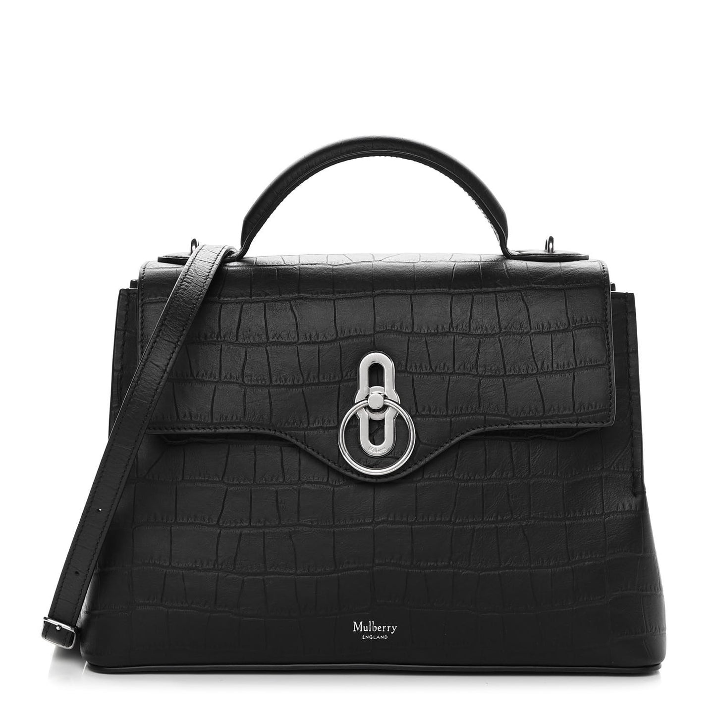 Matte Croc Calfskin Embossed Small Seaton Black