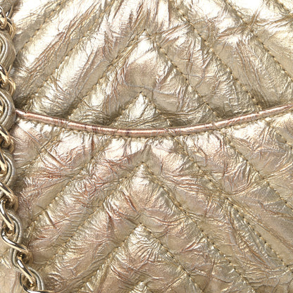 Chanel Patent Metallic Crumpled Calfskin Chevron Quilted Mini Square Flap Gold 5 of 7