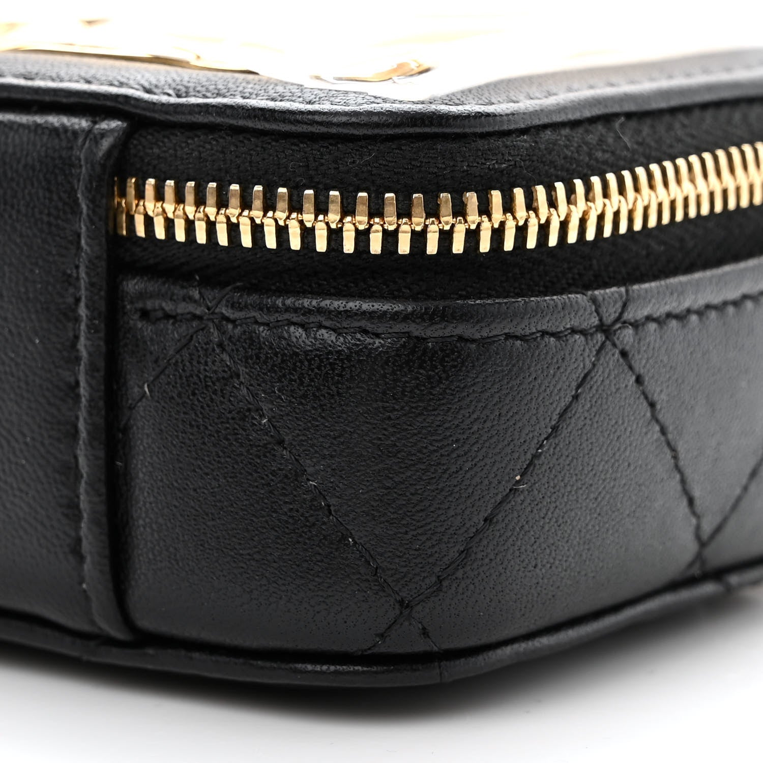 Chanel Lambskin Quilted Golden Plate Clutch With Chain Black 10 of 10