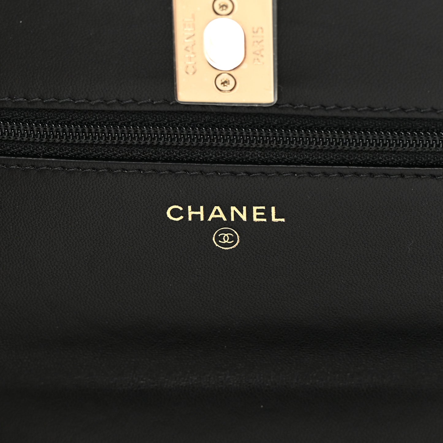Lambskin Quilted Trendy CC Wallet On Chain WOC Black