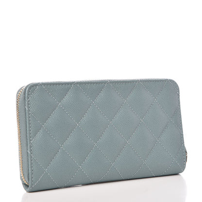 Chanel Iridescent Caviar Quilted Medium Zip Around Wallet Light Blue 3 of 9