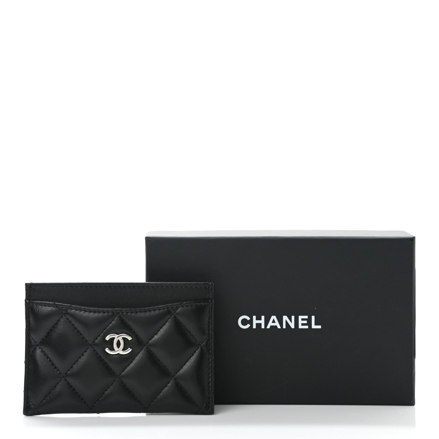 Lambskin Quilted Card Holder Black