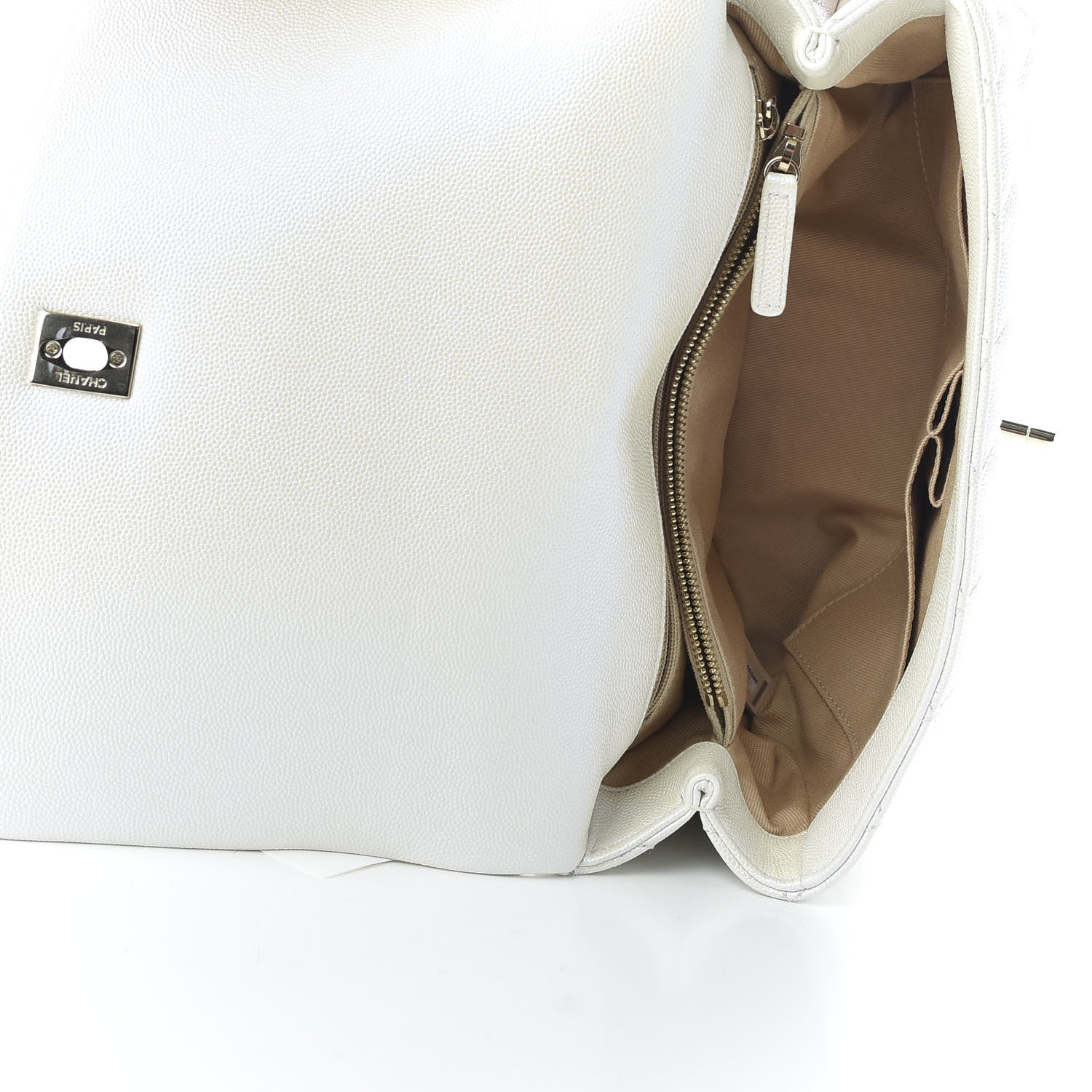 Chanel Iridescent Caviar Quilted Small Coco Handle Flap White 5 of 11