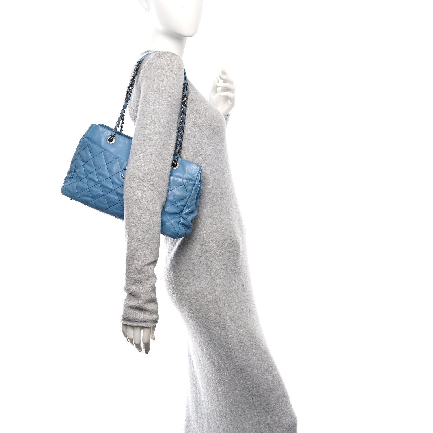 Chanel Calfskin Medium Stitch It Tote Blue 2 of 10