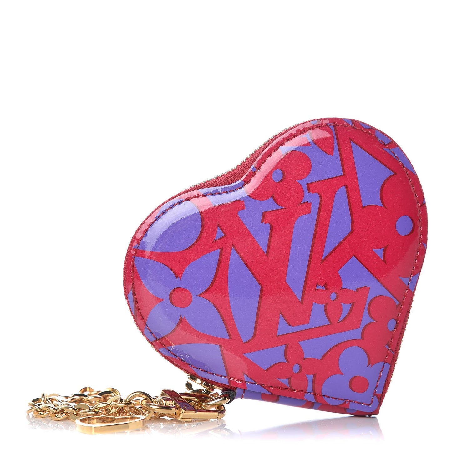 Patent Sweet Monogram Coeur Heart Coin Purse Rose Indien