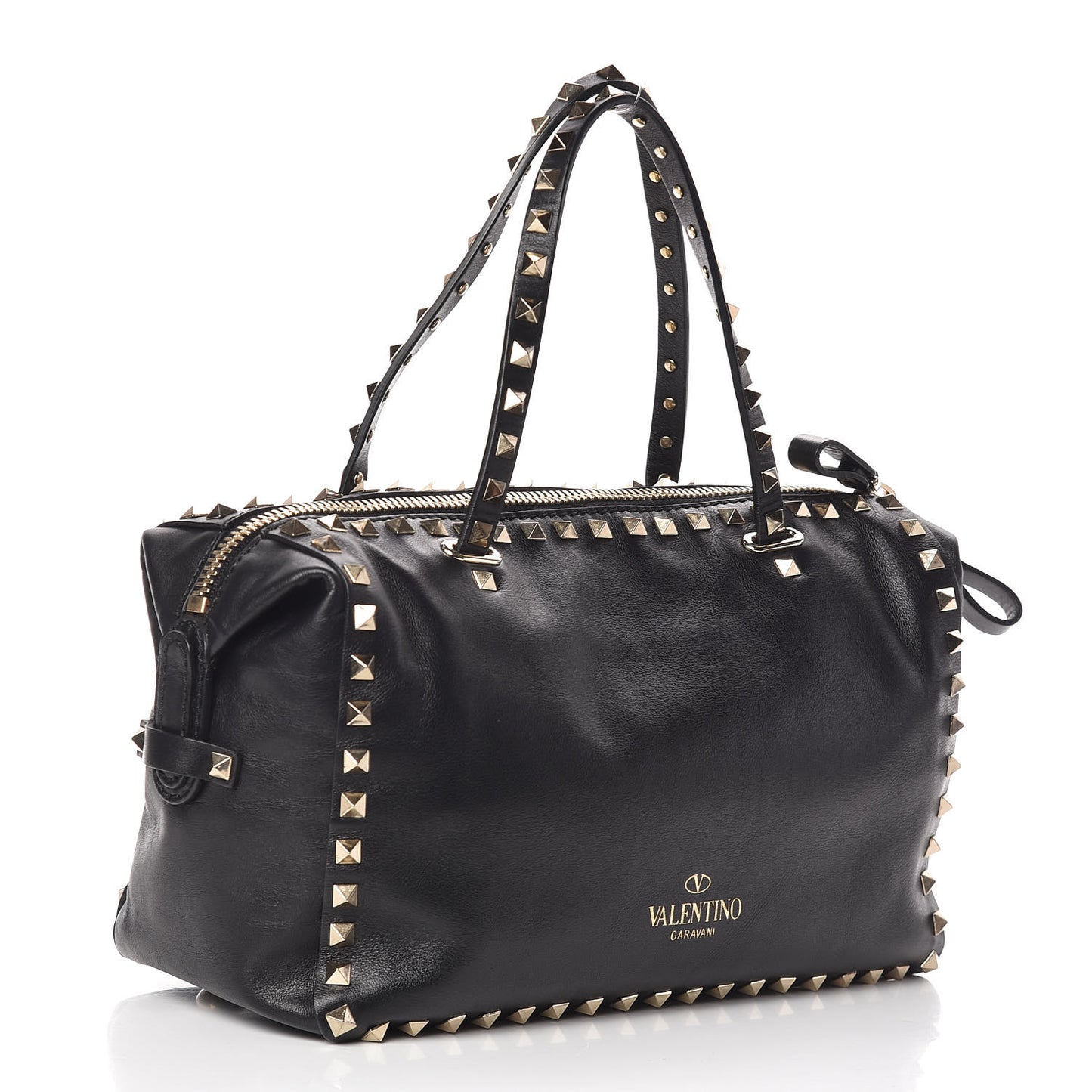 Calfskin Rockstud Satchel Black