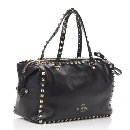 Valentino Garavani Calfskin Rockstud Satchel Black 3 of 9
