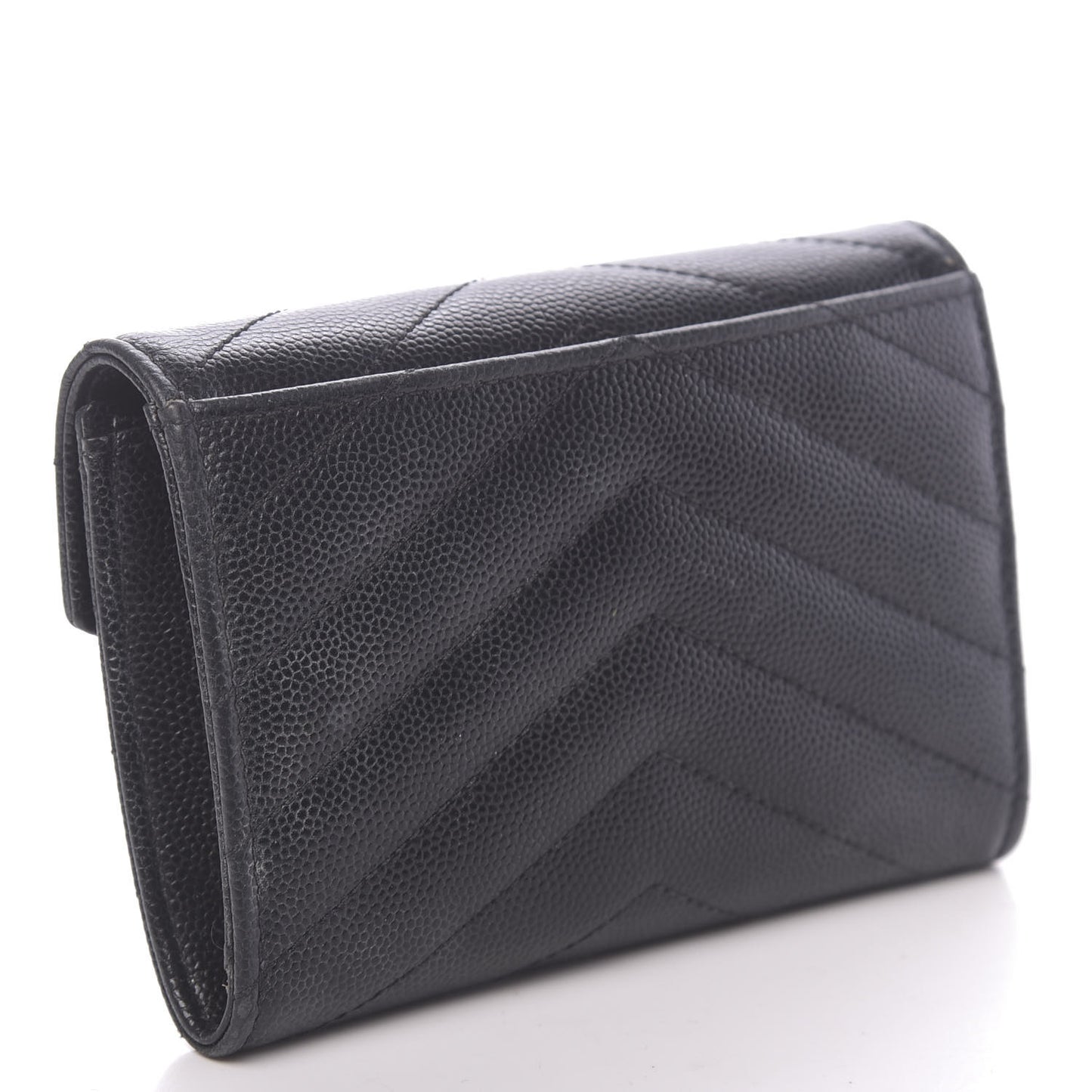 Grain De Poudre Matelasse Chevron Small Monogram Envelope Wallet Black