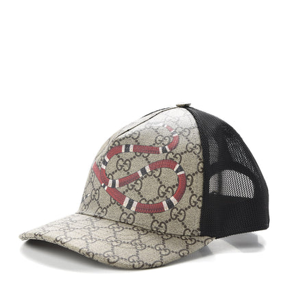 Gucci GG Supreme Monogram Kingsnake Print Baseball Hat XS 56 Beige 1 of 9