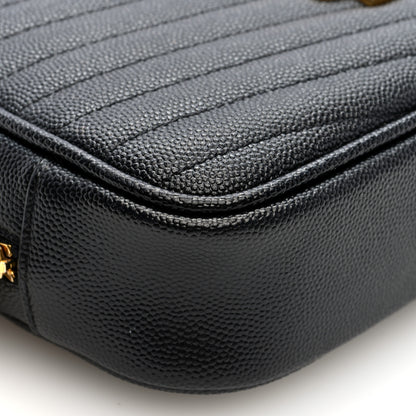 Saint Laurent Grain De Poudre Matelasse Monogram Mini Lou Camera Bag Black 8 of 9