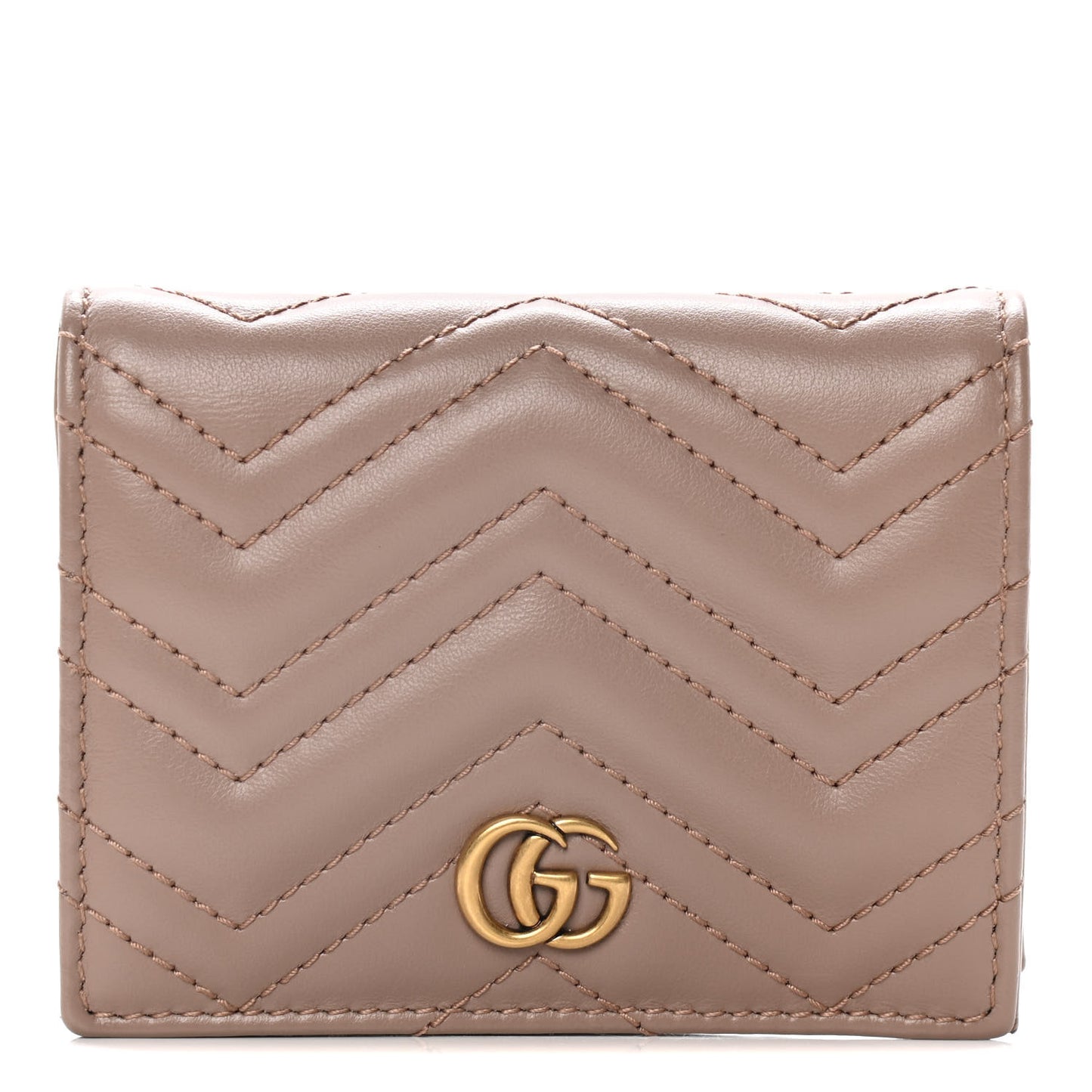 Calfskin Matelasse GG Marmont Card Case Wallet Porcelain Rose