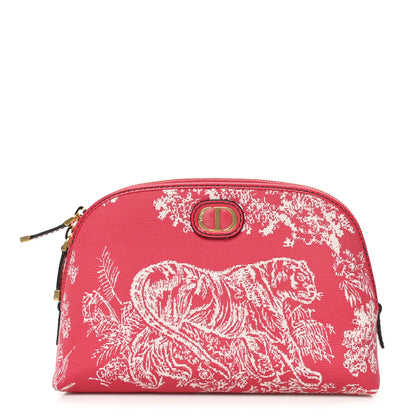 Christian Dior Embroidered Toile De Jouy 30 Montaigne Cosmetic Pouch Fuchsia 1 of 6