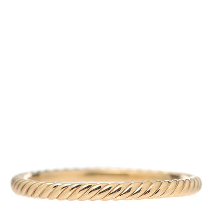 David Yurman 18K Yellow Gold 2mm Cable Classics Band Ring 57 8 1 of 5
