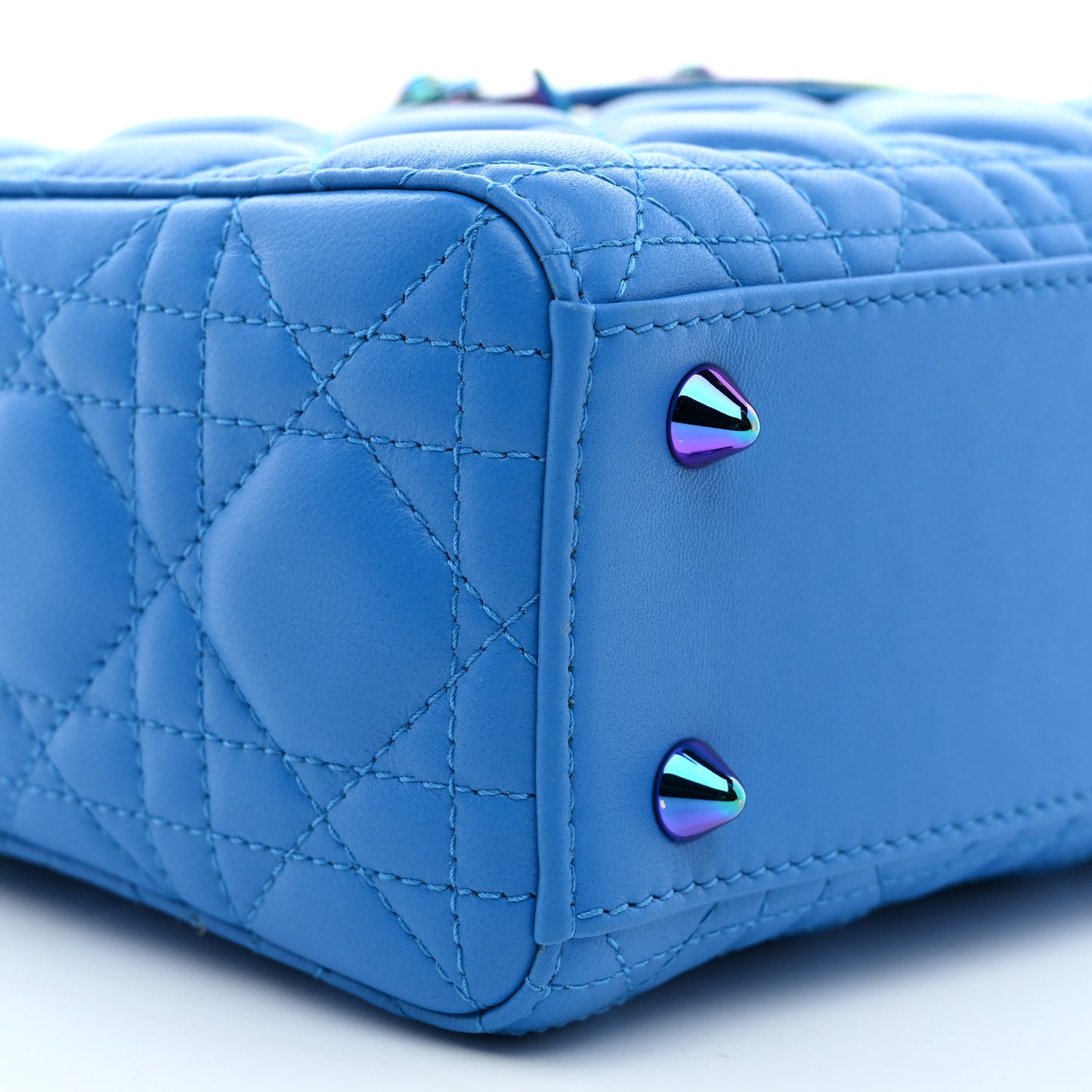 Lambskin Cannage Small Lady Dior Bright Blue