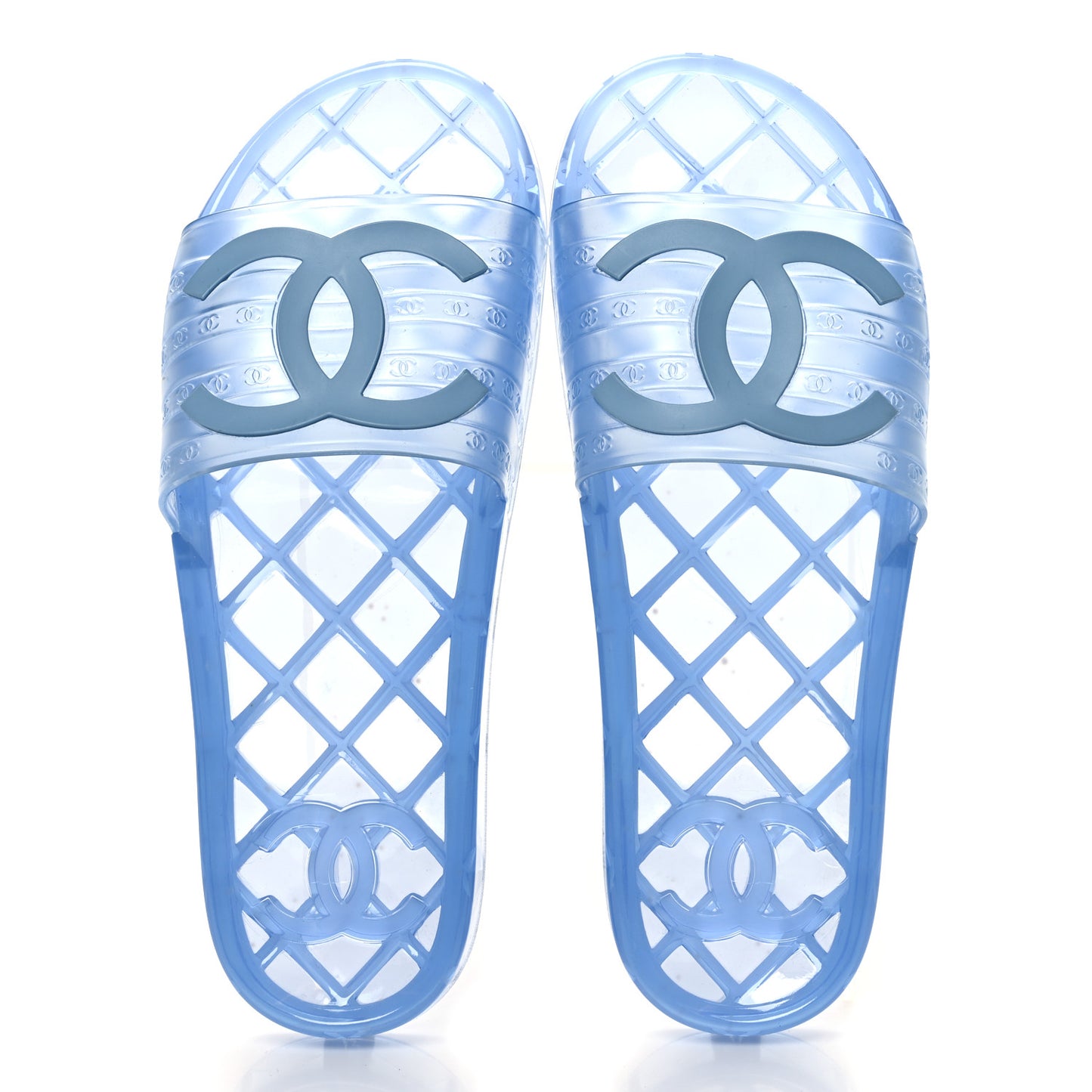 PVC Transparent CC Flat Slide Sandals 40 Blue