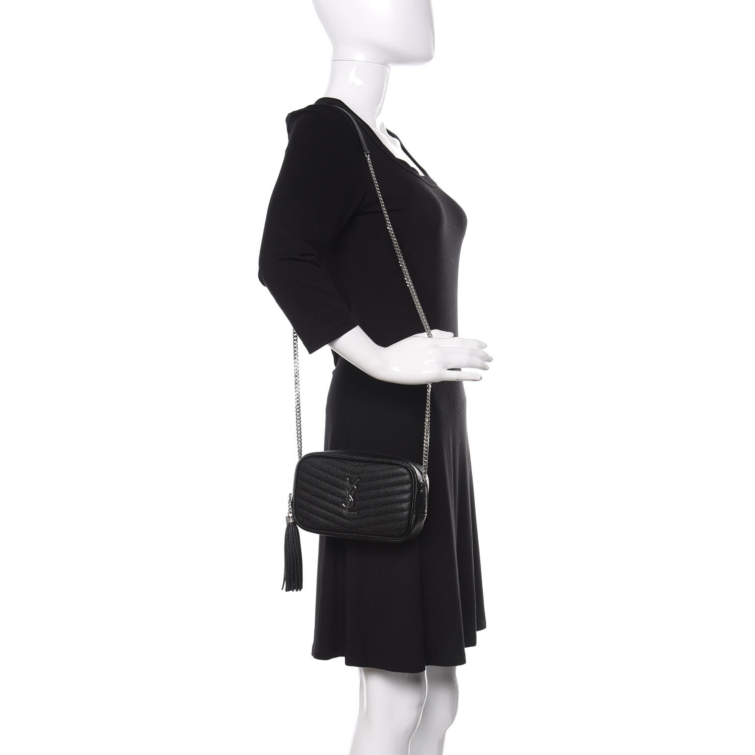 Saint Laurent Grain De Poudre Matelasse Monogram Mini Lou Camera Bag Black 2 of 11