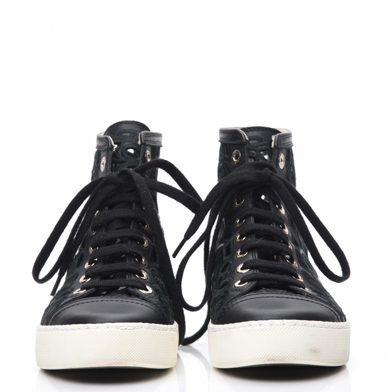 Chanel Patent Grained Goatskin Hollow Out Flower Sneakers 35 Black 3 of 8