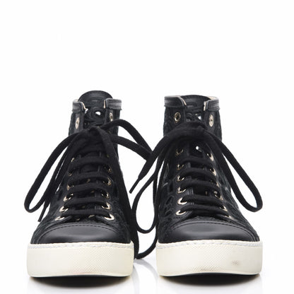 Chanel Patent Grained Goatskin Hollow Out Flower Sneakers 35 Black 3 of 8