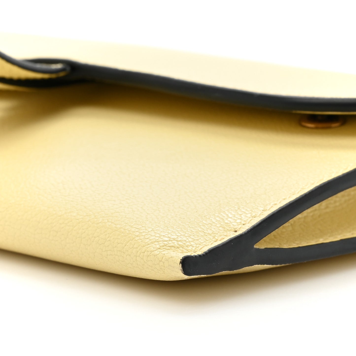 Goatskin Saddle Long Wallet With Chain Pastel Yellow